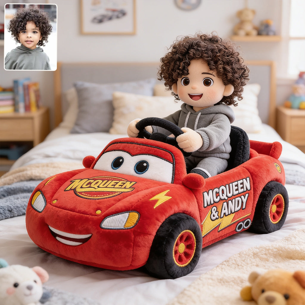 The Little Racer - Personalized Racing Lover Premium Faux Fur Pillow