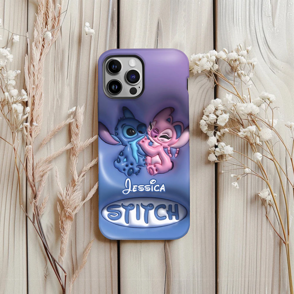 Cute Blue and Pink Alien - Personalized Ohana Full Print Phone Case