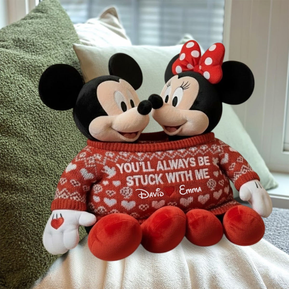 You Always Be Stuck With Me - Personalized Mouse Faux Fur Shaped Pillow