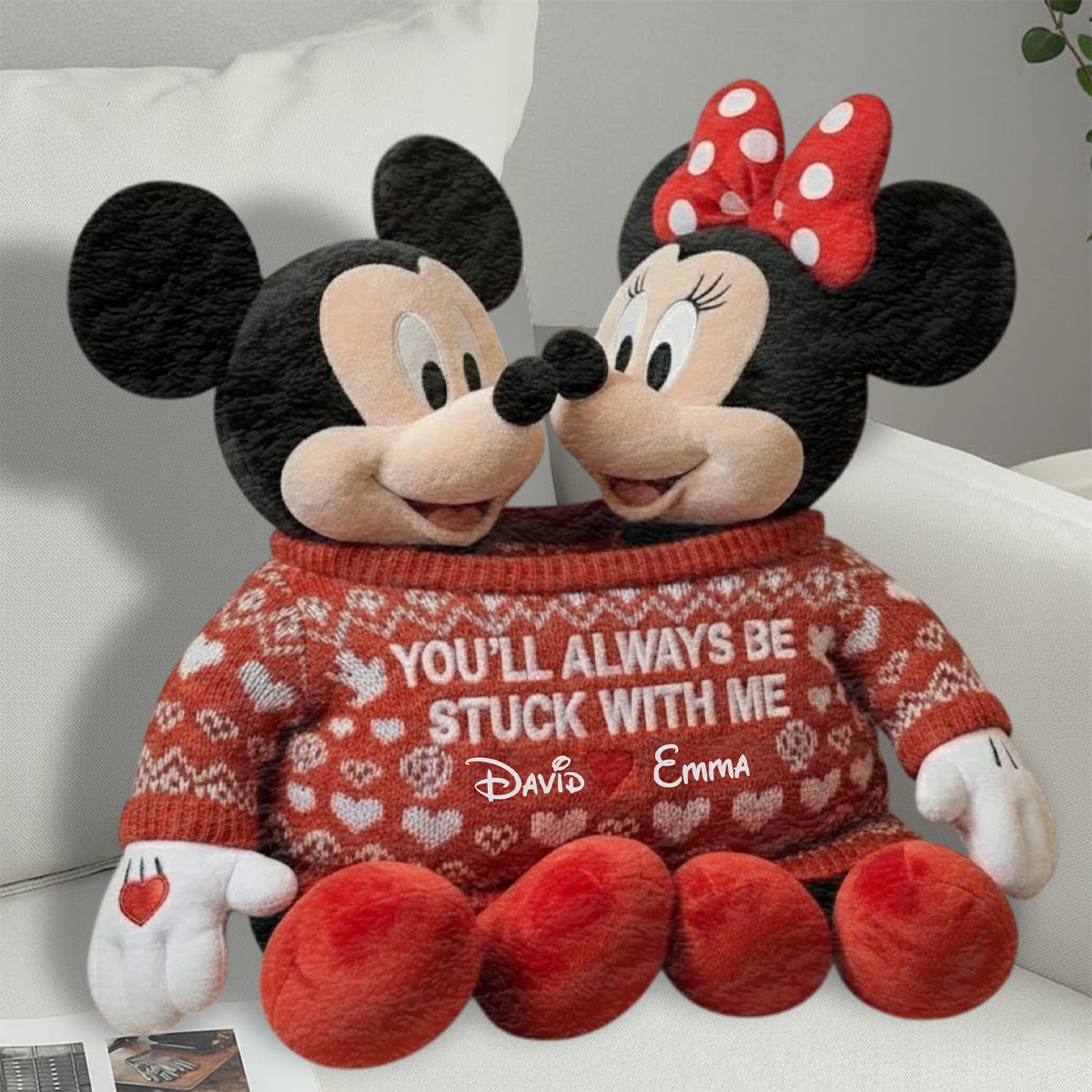 You Always Be Stuck With Me - Personalized Mouse Faux Fur Shaped Pillow
