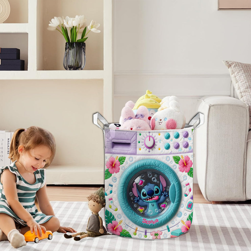 Funny Blue Monster Washing Machine - Personalized Ohana Storage Basket