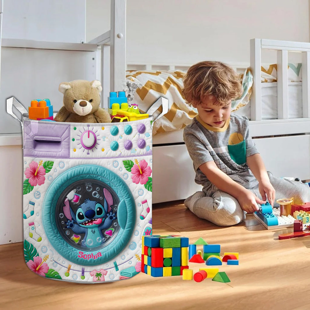 Funny Blue Monster Washing Machine - Personalized Ohana Storage Basket