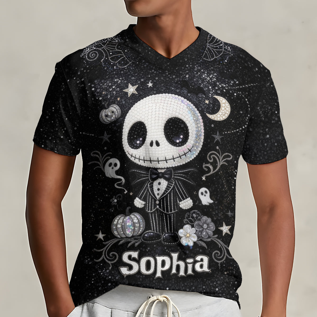 Skull Nightmare - Personalized Nightmare Fully Printed V-Neck T-Shirt