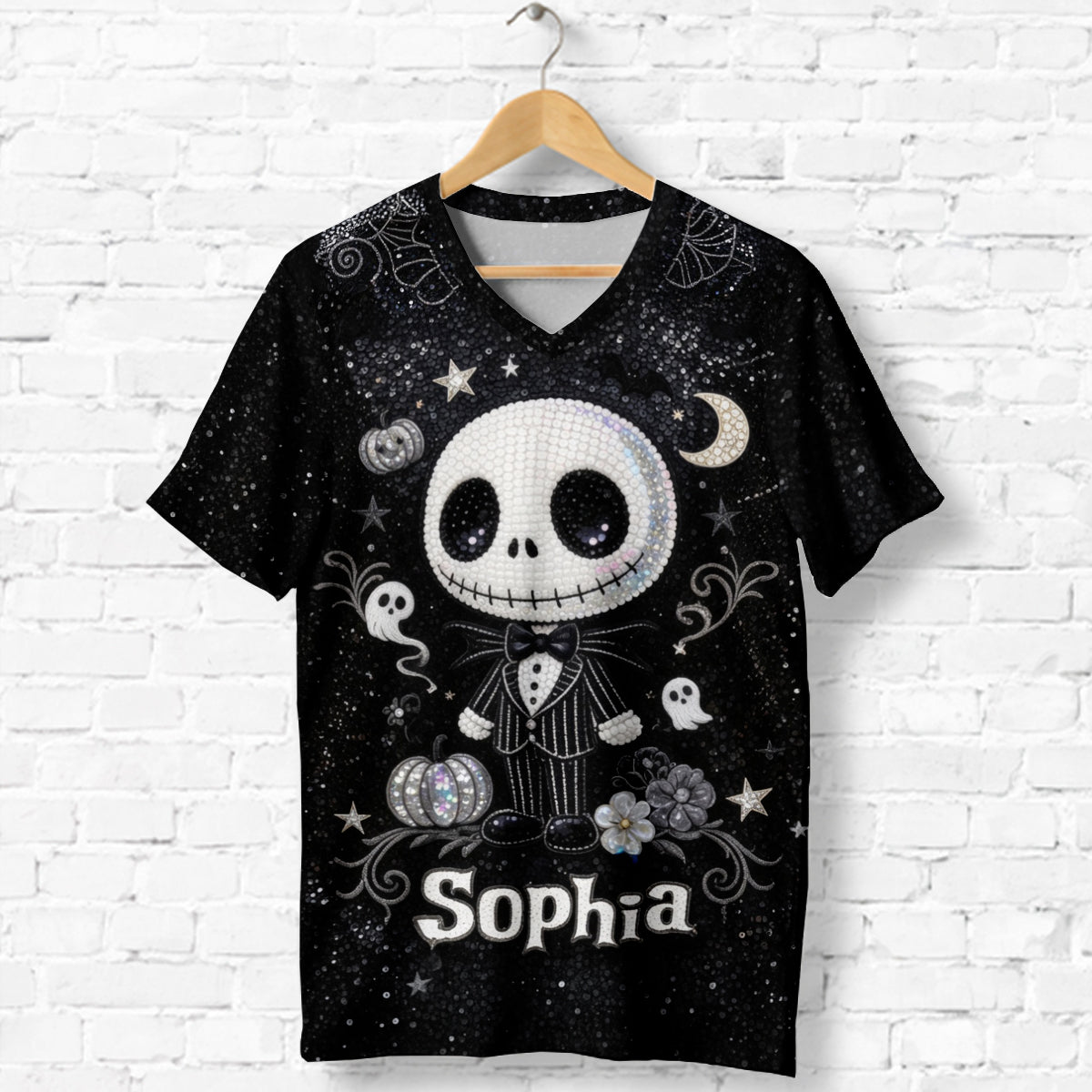 Skull Nightmare - Personalized Nightmare Fully Printed V-Neck T-Shirt