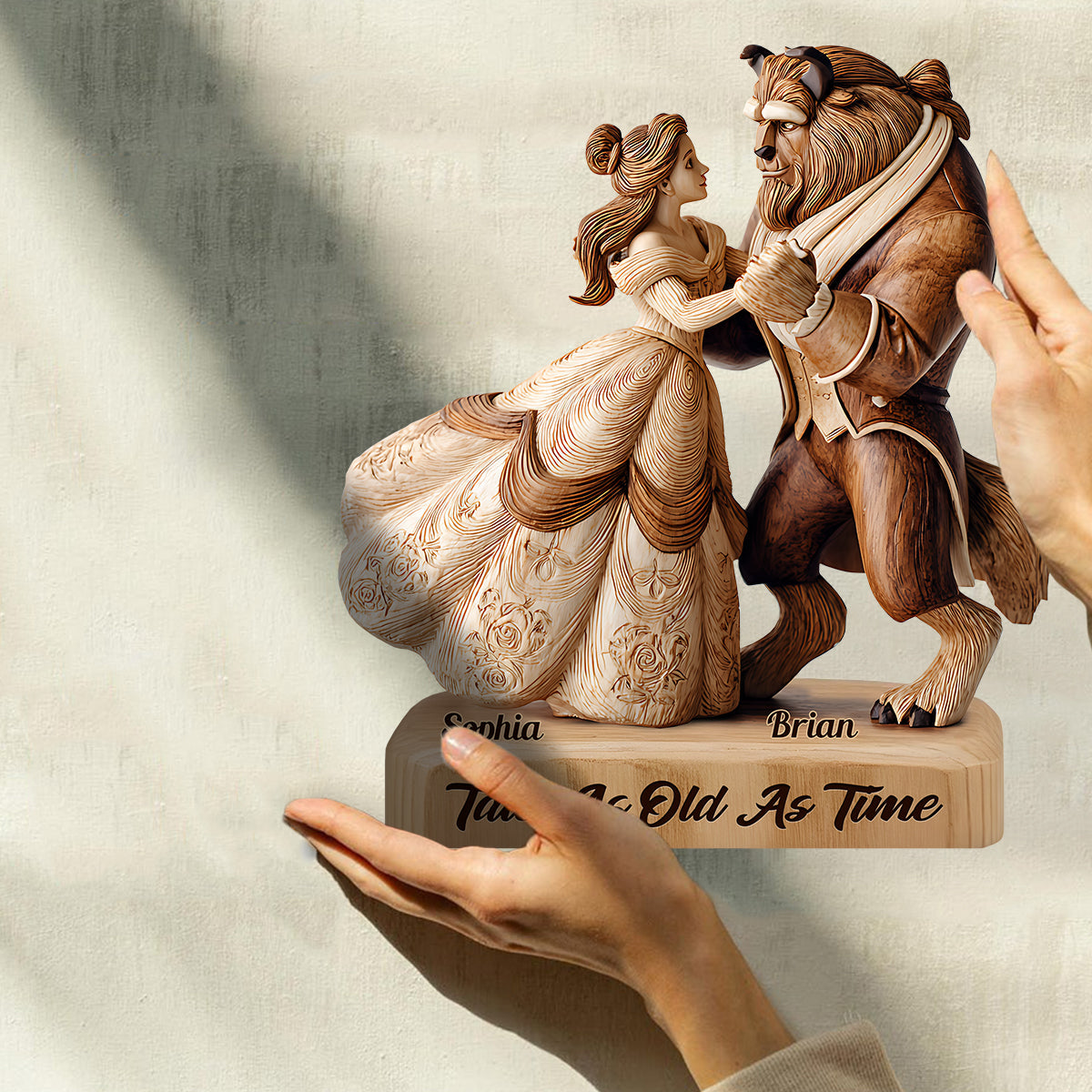 Fairy Tale Romantic Tale As Old As Time - Personalized Couple Custom Shaped Wood Plaque