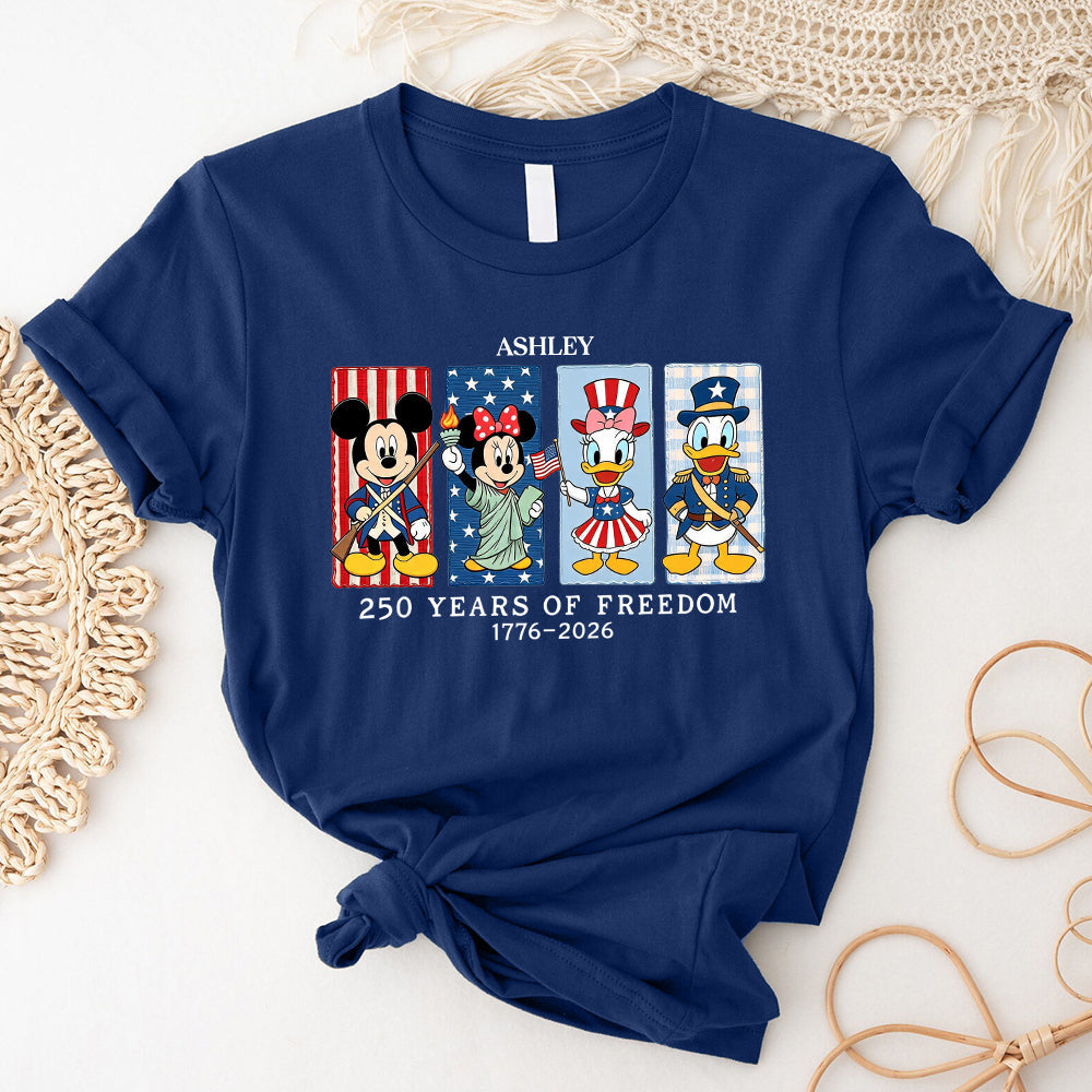 Mouse & Friends 250 Years Of Freedom 1776 - 2026 - Personalized Mouse T-shirt And Hoodie