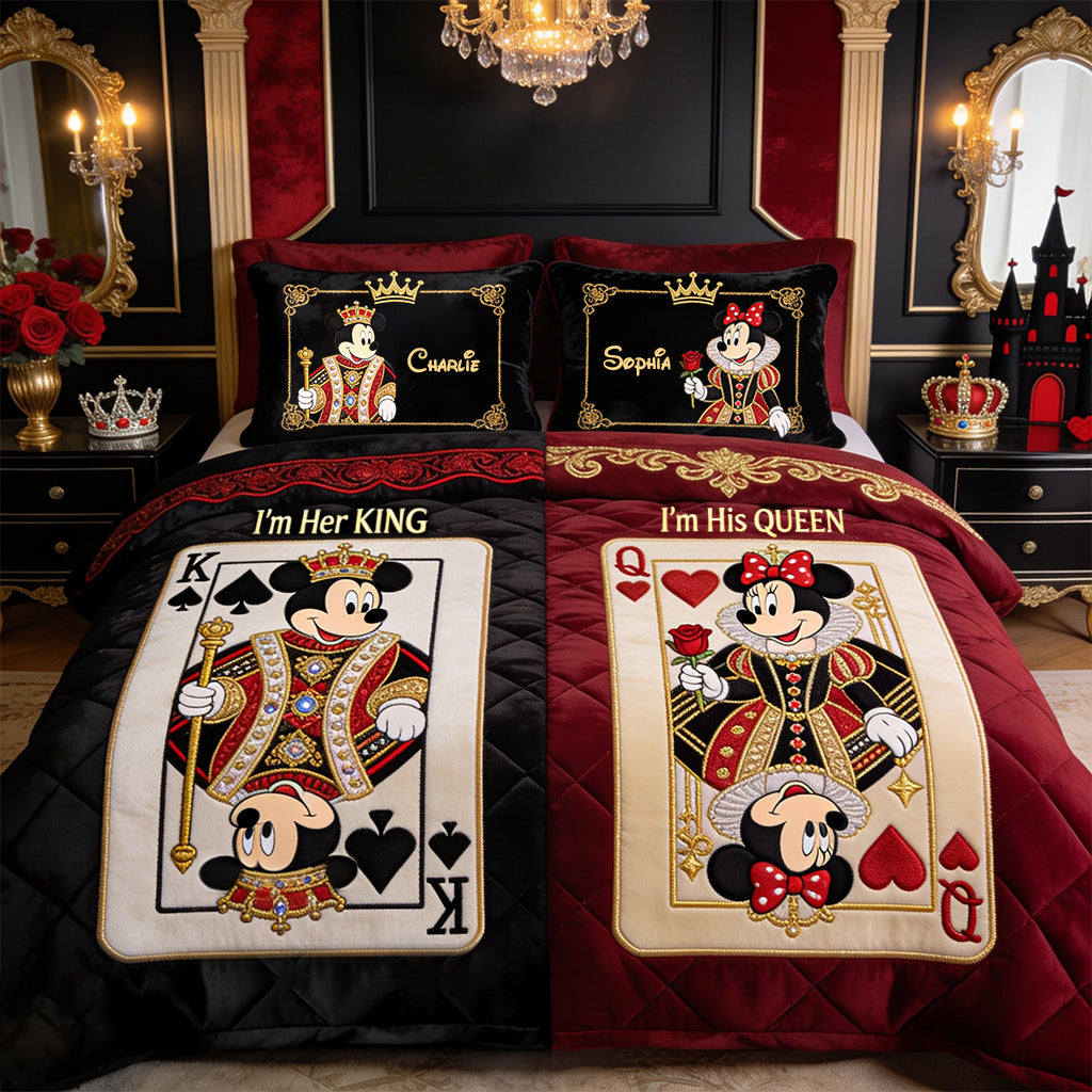 Her King His Queen - Personalized Mouse Quilt Set