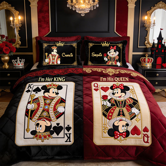 Her King His Queen - Personalized Mouse Quilt Set