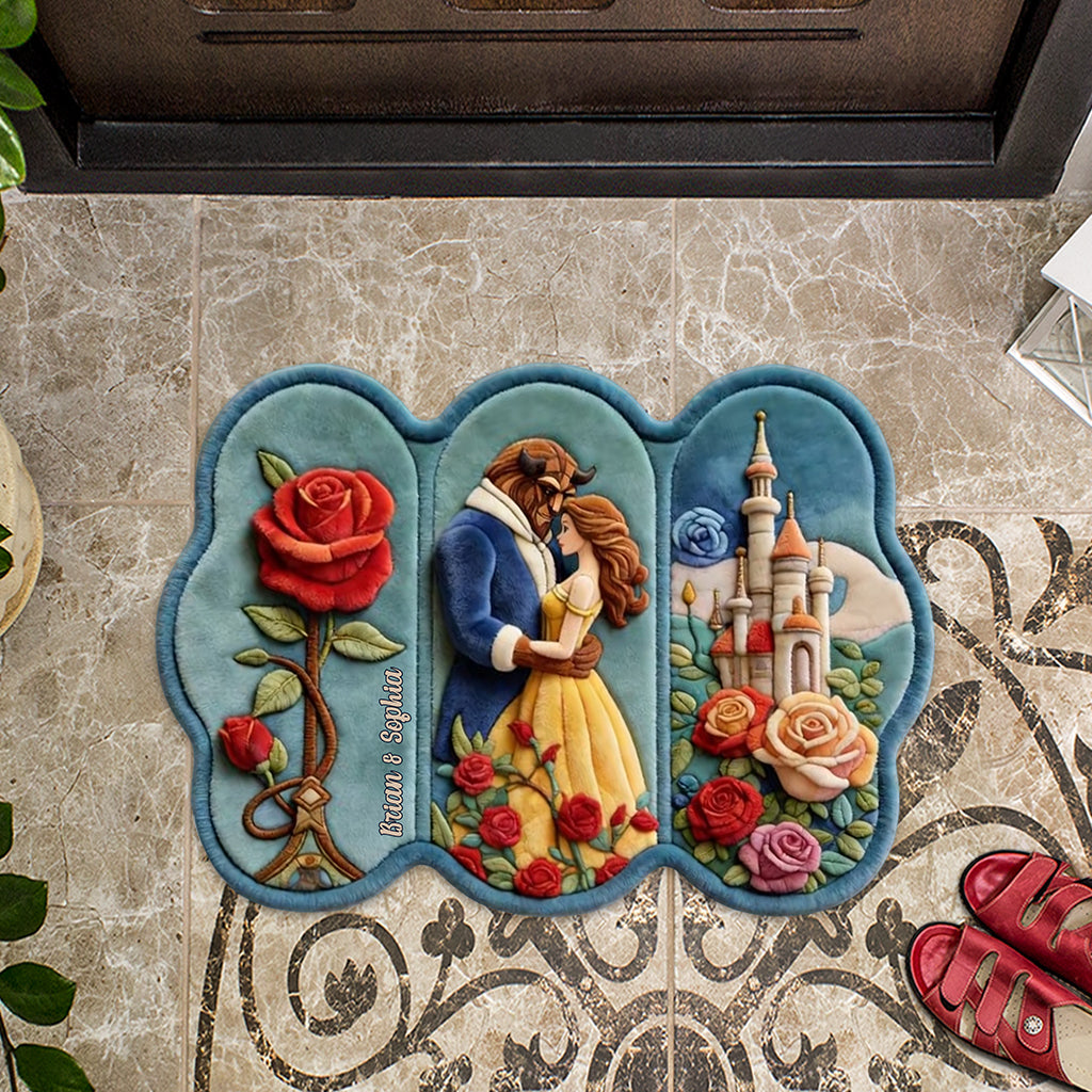 Home Sweet Home - Personalized Beauty And The Beast Shaped Doormat/ Rug