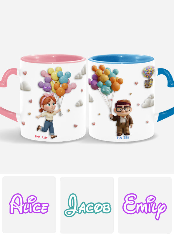 I Love You - Personalized Couple Heart Handle Mug