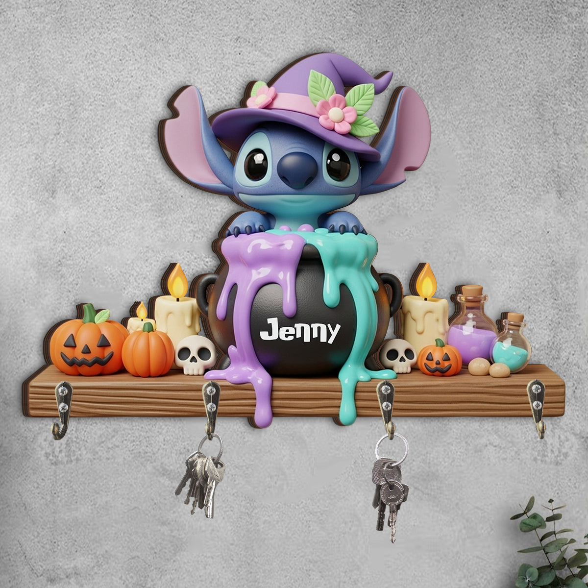 Magic Brew Cuteness - Personalized Ohana Custom Shaped Key Rack