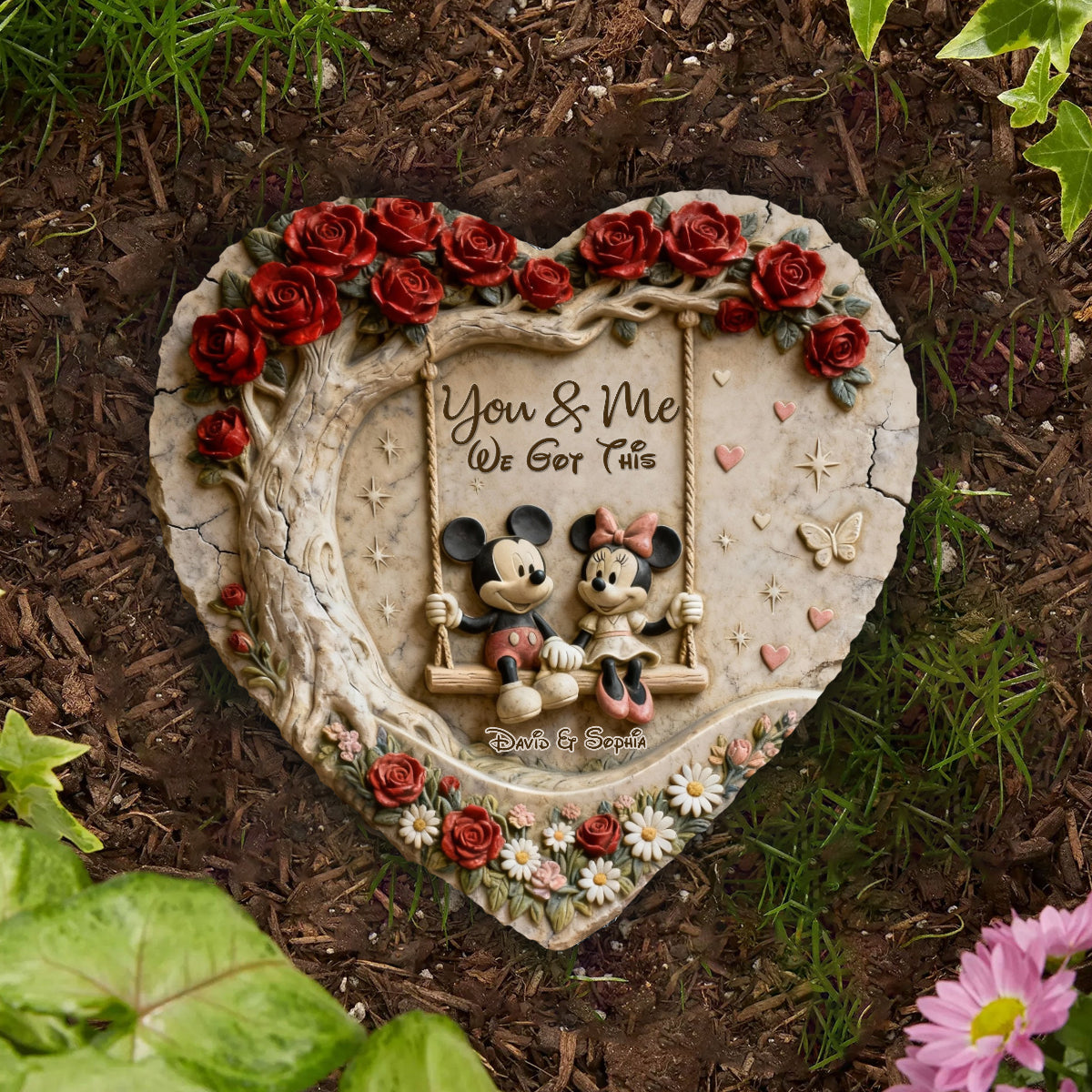 You & Me We Got This - Personalized Mouse Heart Shaped Stone