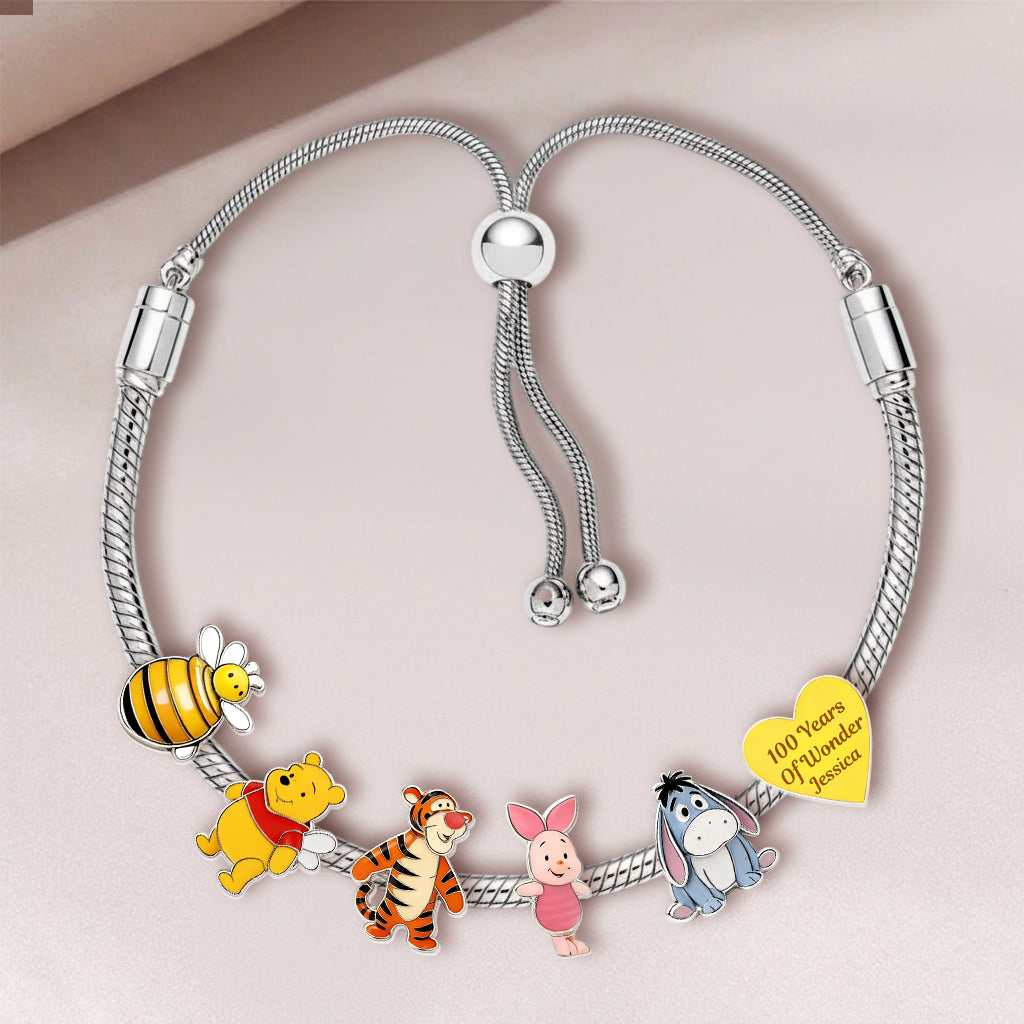 100 Years Of Wonder - Personalized Yellow Bear Adjustable Charm Bracelet