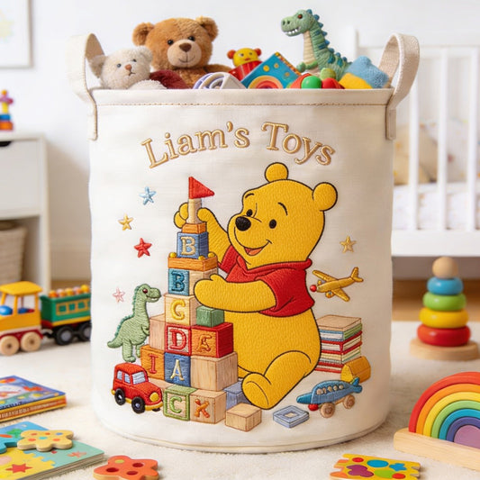 Kid's Stuff - Personalized Yellow Bear Storage Basket