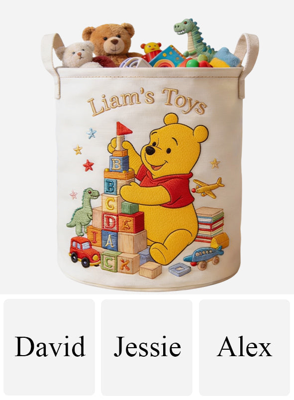 Kid's Stuff - Personalized Yellow Bear Storage Basket