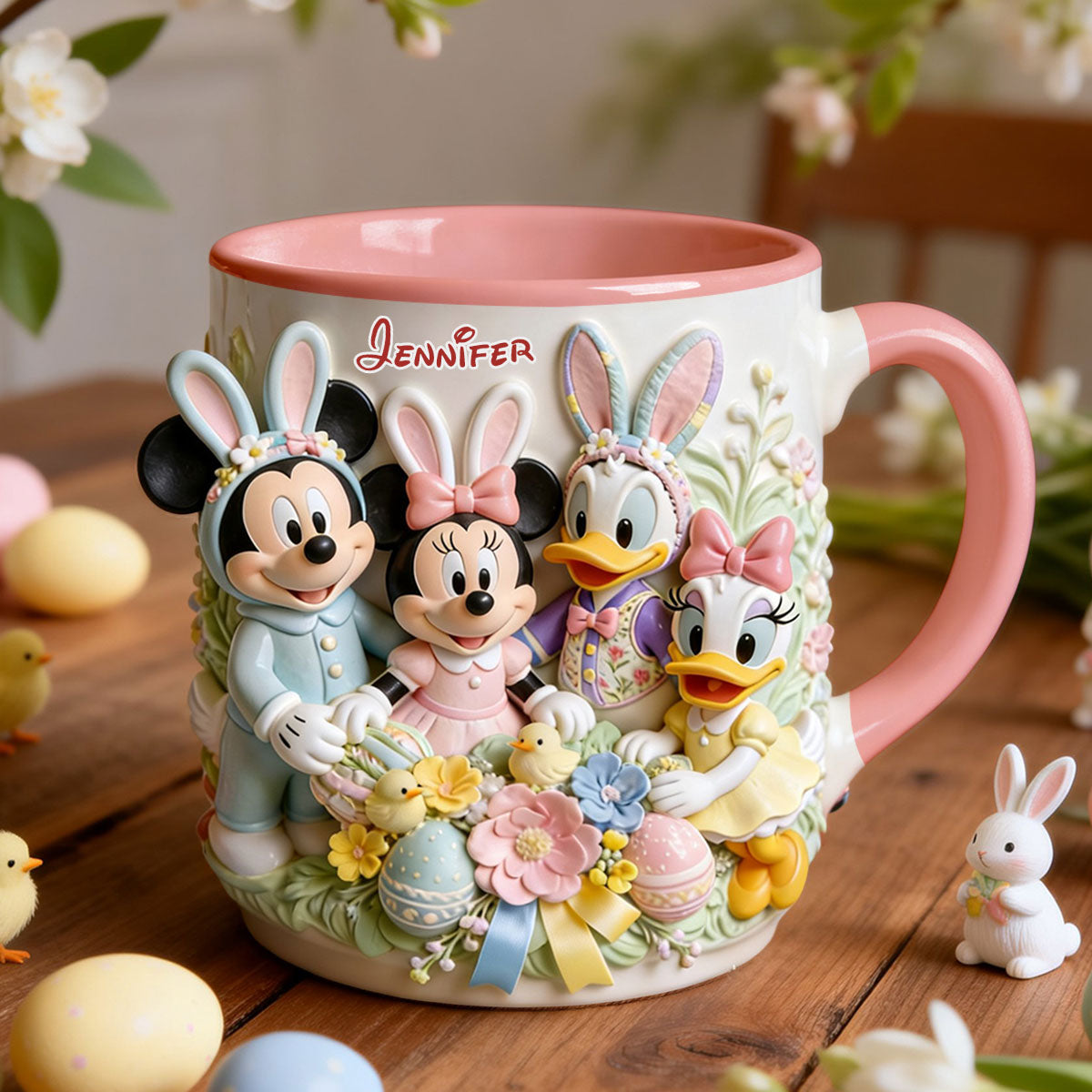 Easter's Day Magical Friends - Personalized Mouse Set Accent Mug with Acrylic Stirrers
