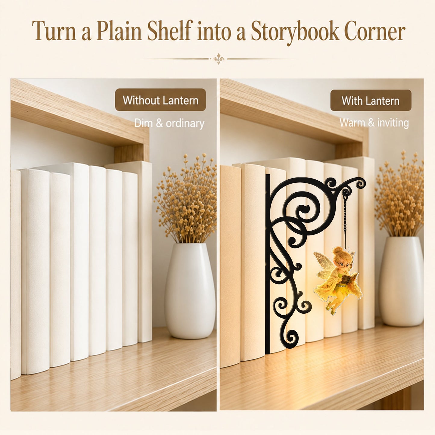 Fairy Reading Book - Personalized Flying Fairy Bookshelf Lamp