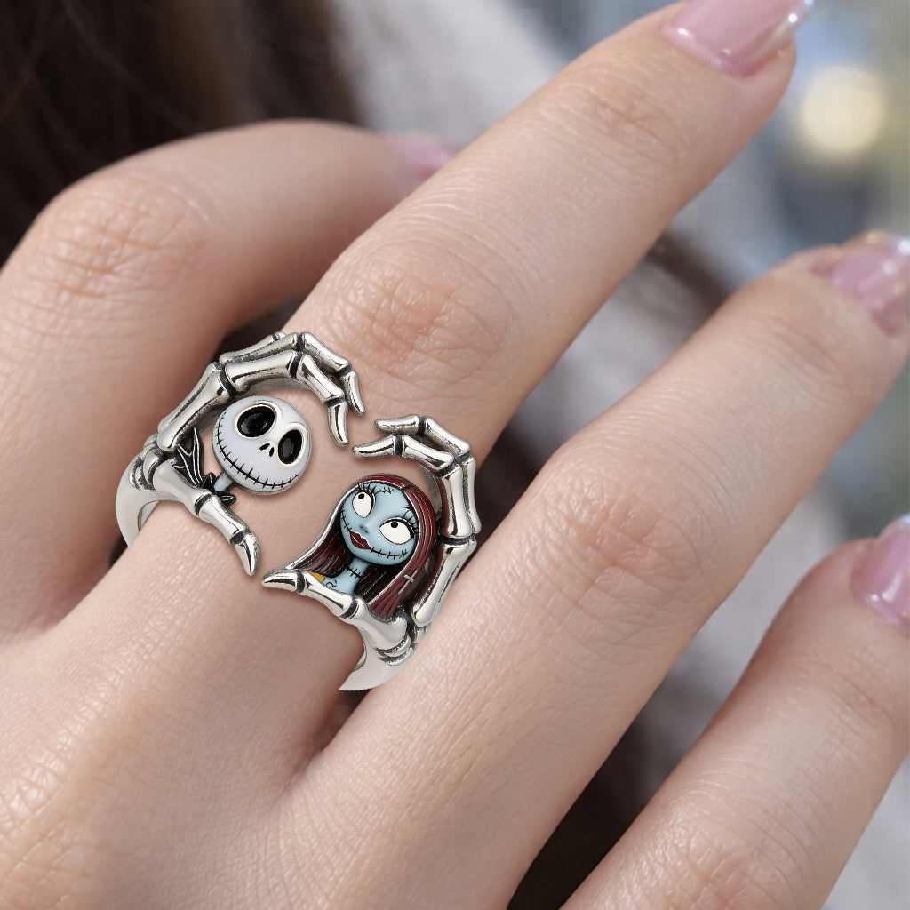 Skeleton Heart Hands - Personalized Nightmare Adjustable Shaped Ring
