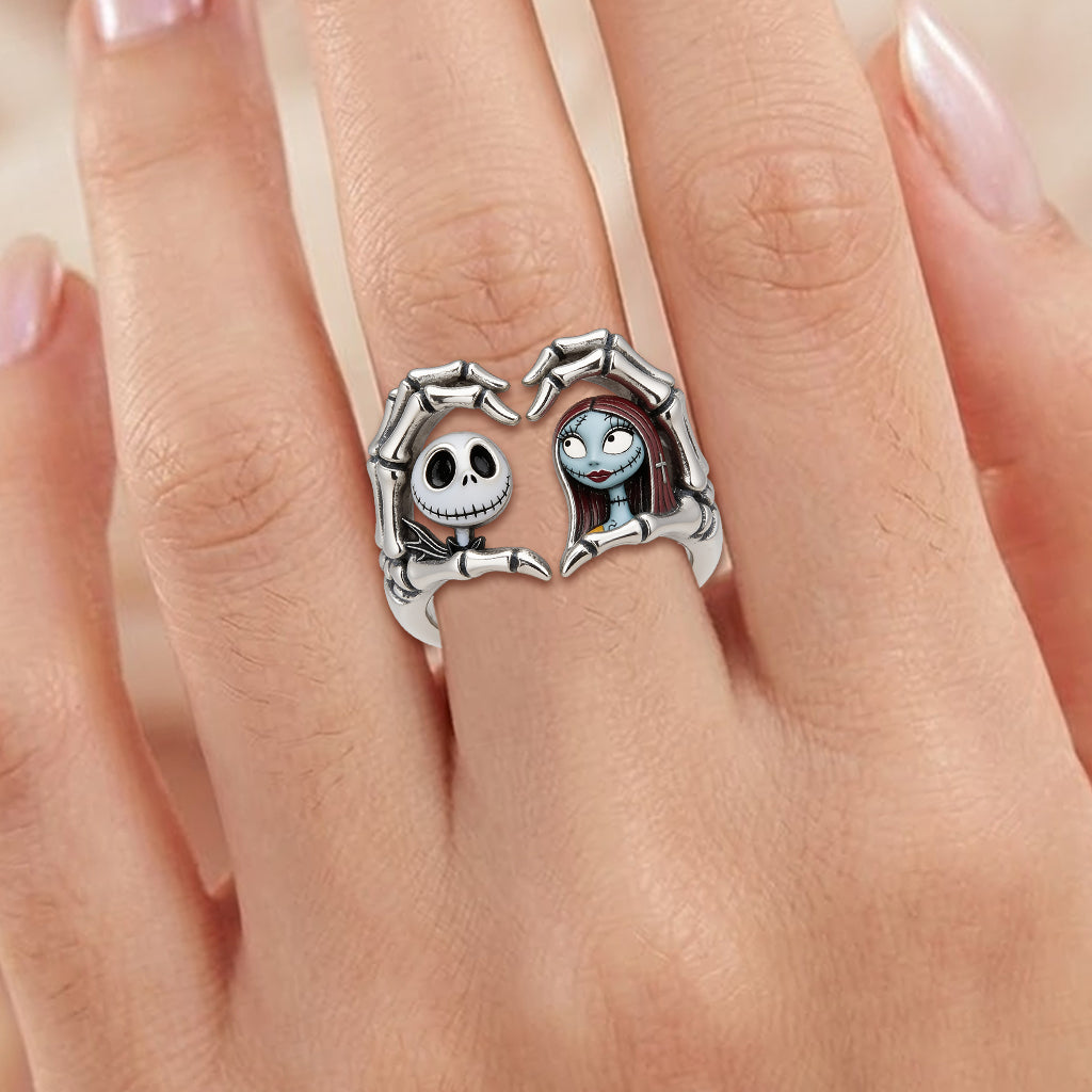Skeleton Heart Hands - Personalized Nightmare Adjustable Shaped Ring