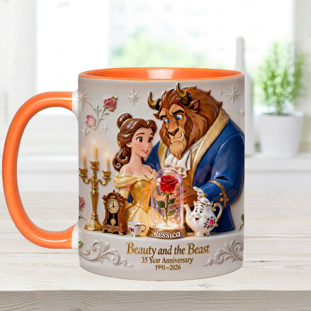 35 Year Anniversary - Personalized Beauty And The Beast Accent Mug & Coaster