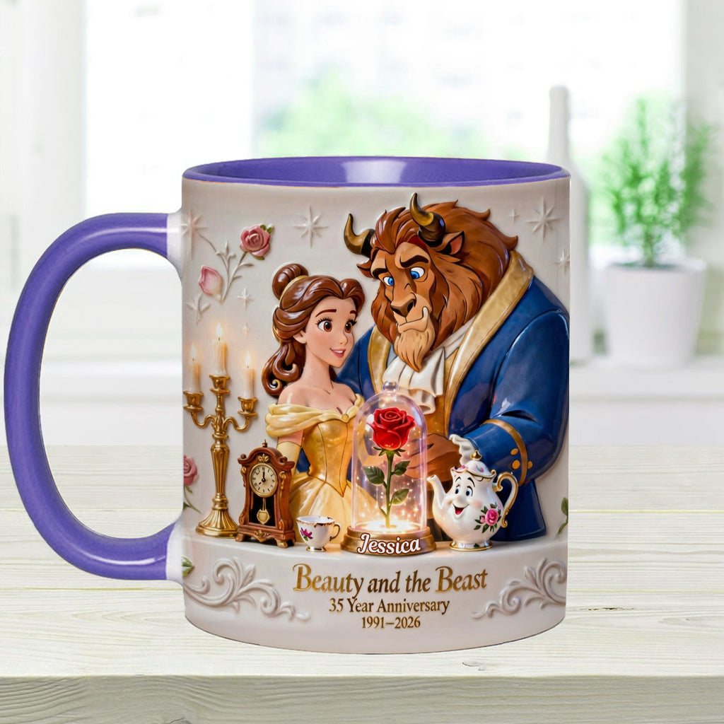 35 Year Anniversary - Personalized Beauty And The Beast Accent Mug & Coaster