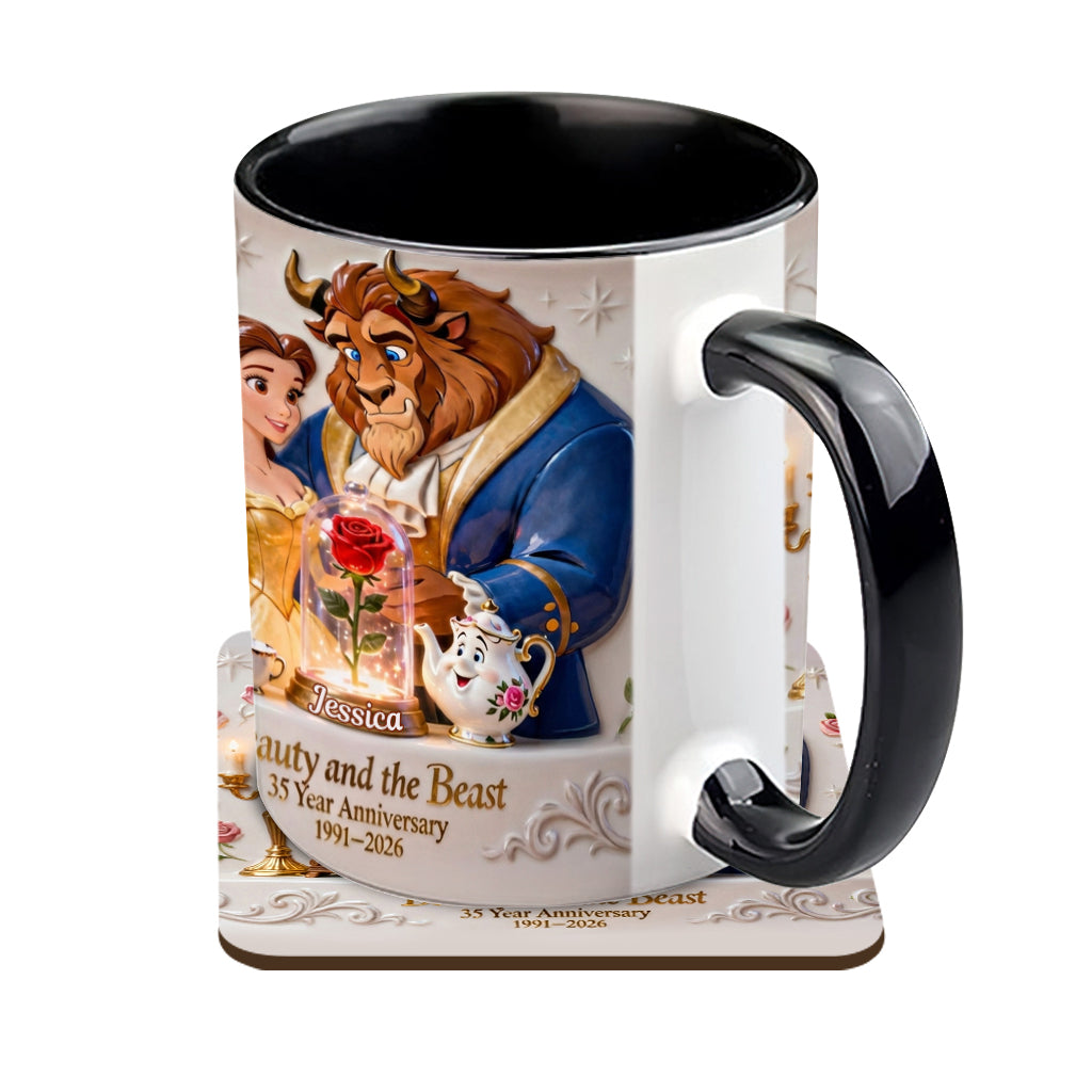 35 Year Anniversary - Personalized Beauty And The Beast Accent Mug & Coaster