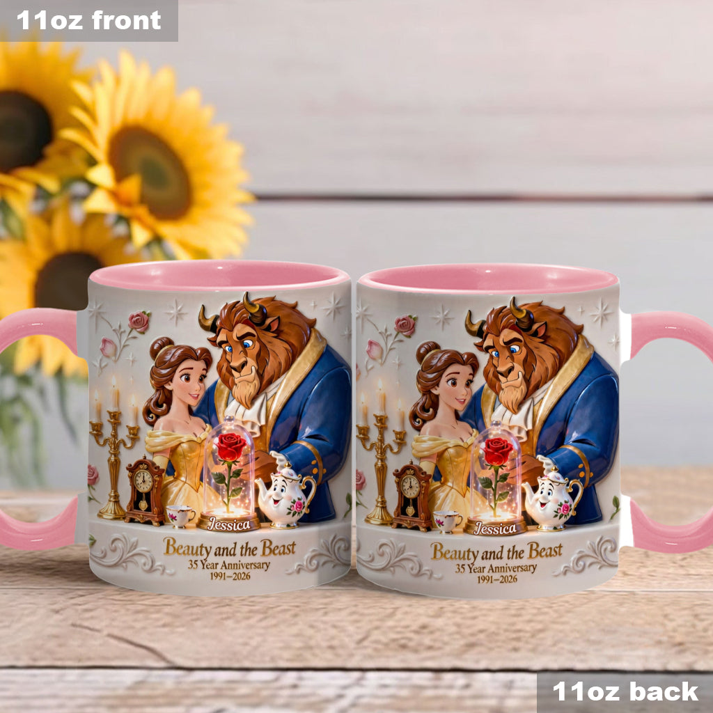 35 Year Anniversary - Personalized Beauty And The Beast Accent Mug & Coaster