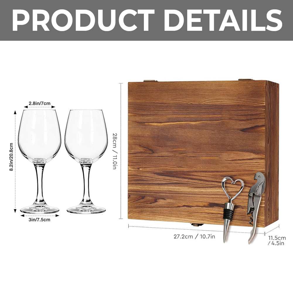 From Our First Kiss - Personalized Nightmare Wine Glasses Set With Wooden Box
