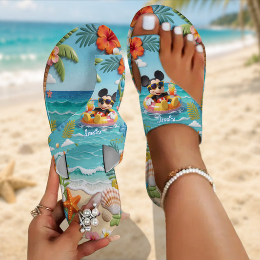 Summer Vibes Mouse Ears - Personalized Mouse Open Toe Sandals