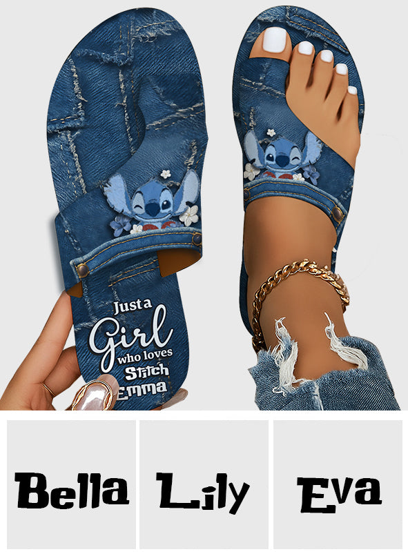 Just A Girl Who Loves Stitch - Personalized Ohana Open Toe Sandals