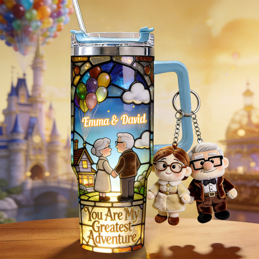 You Are My Greatest Adventure - Personalized Up Movie Couple Tumbler With Plush Charm