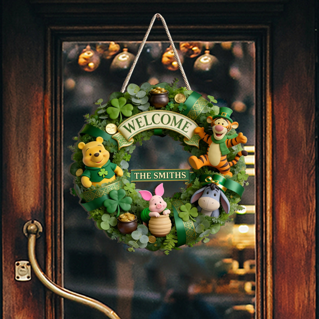 Lucky Friends - Personalized Yellow Bear Custom Shaped Wood Sign