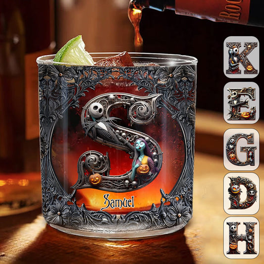 Nightmare Name Initial Letter - Personalized Nightmare Whiskey Glass