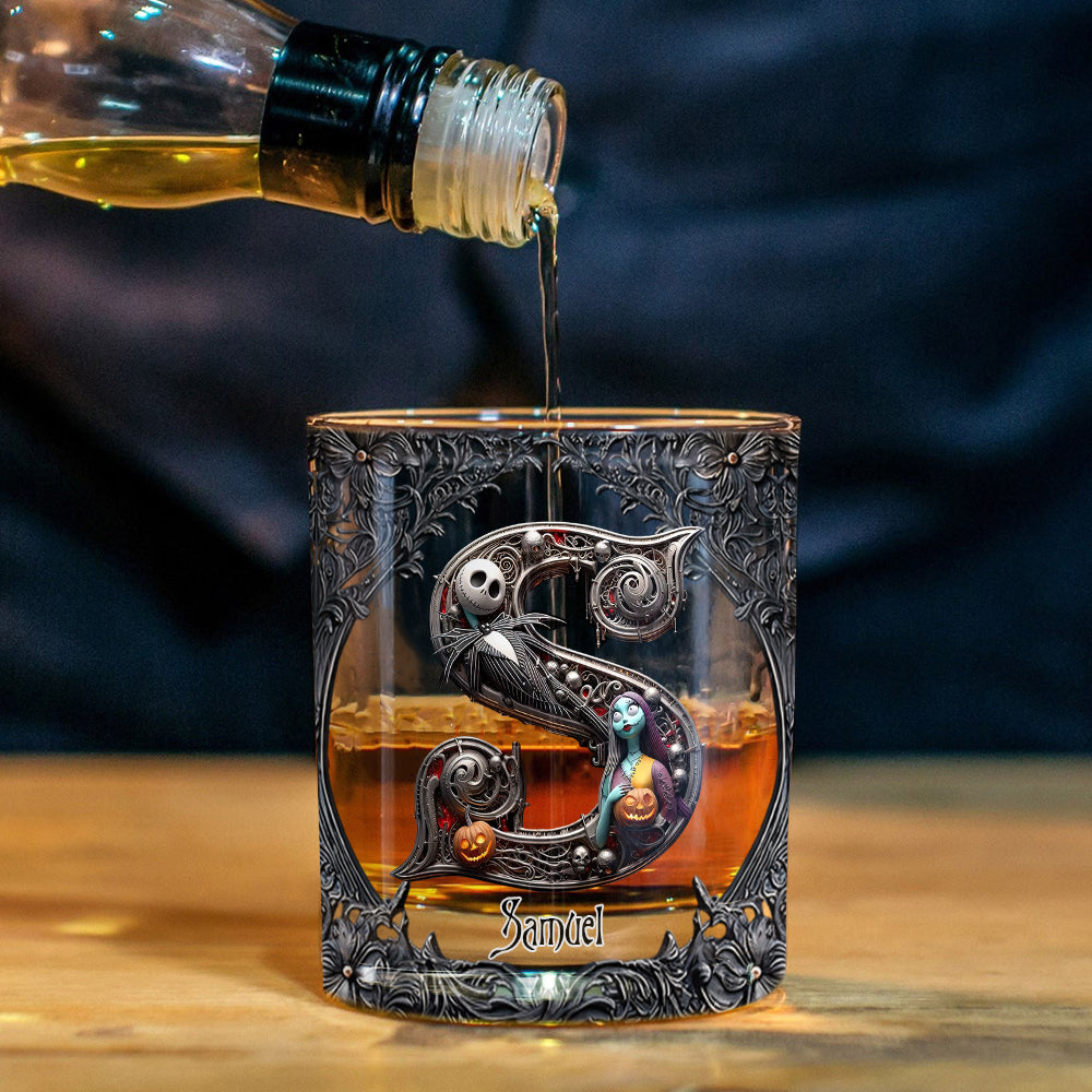 Nightmare Name Initial Letter - Personalized Nightmare Whiskey Glass