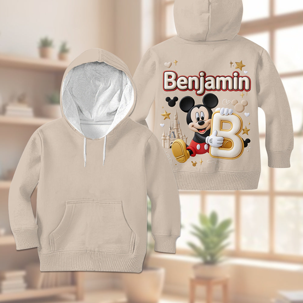 Magical Letter - Personalized Mouse Kid Hoodie & Kid Jogger Sweatpants