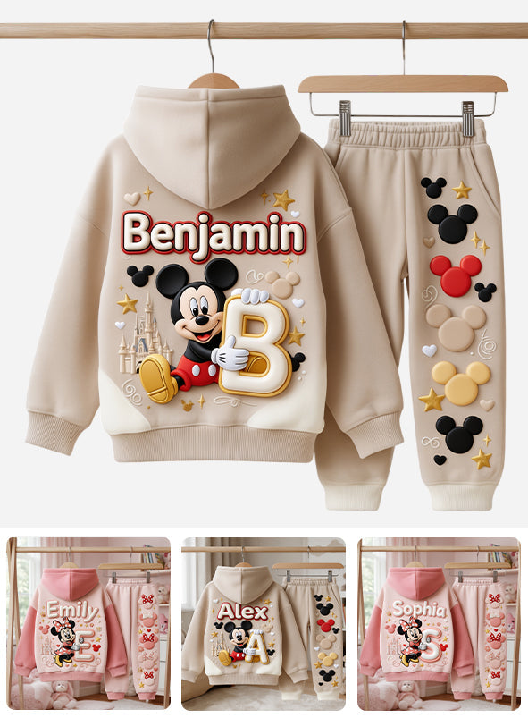 Magical Letter - Personalized Mouse Kid Hoodie & Kid Jogger Sweatpants