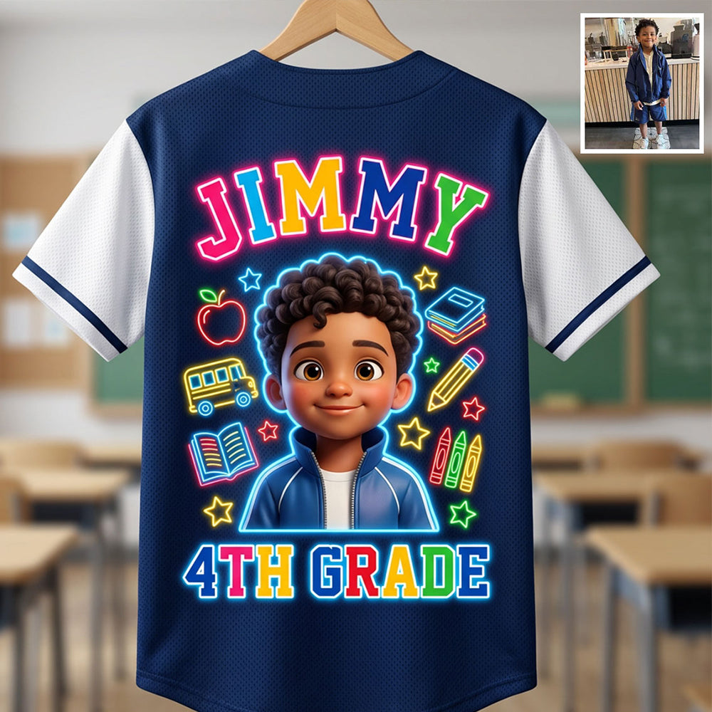 Back To School Gift, Neon Style Jersey - Personalized Kid Baseball Jersey