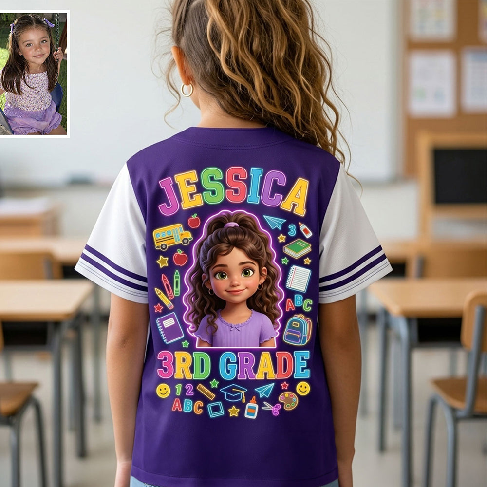 Back To School Gift, Neon Style Jersey - Personalized Kid Baseball Jersey