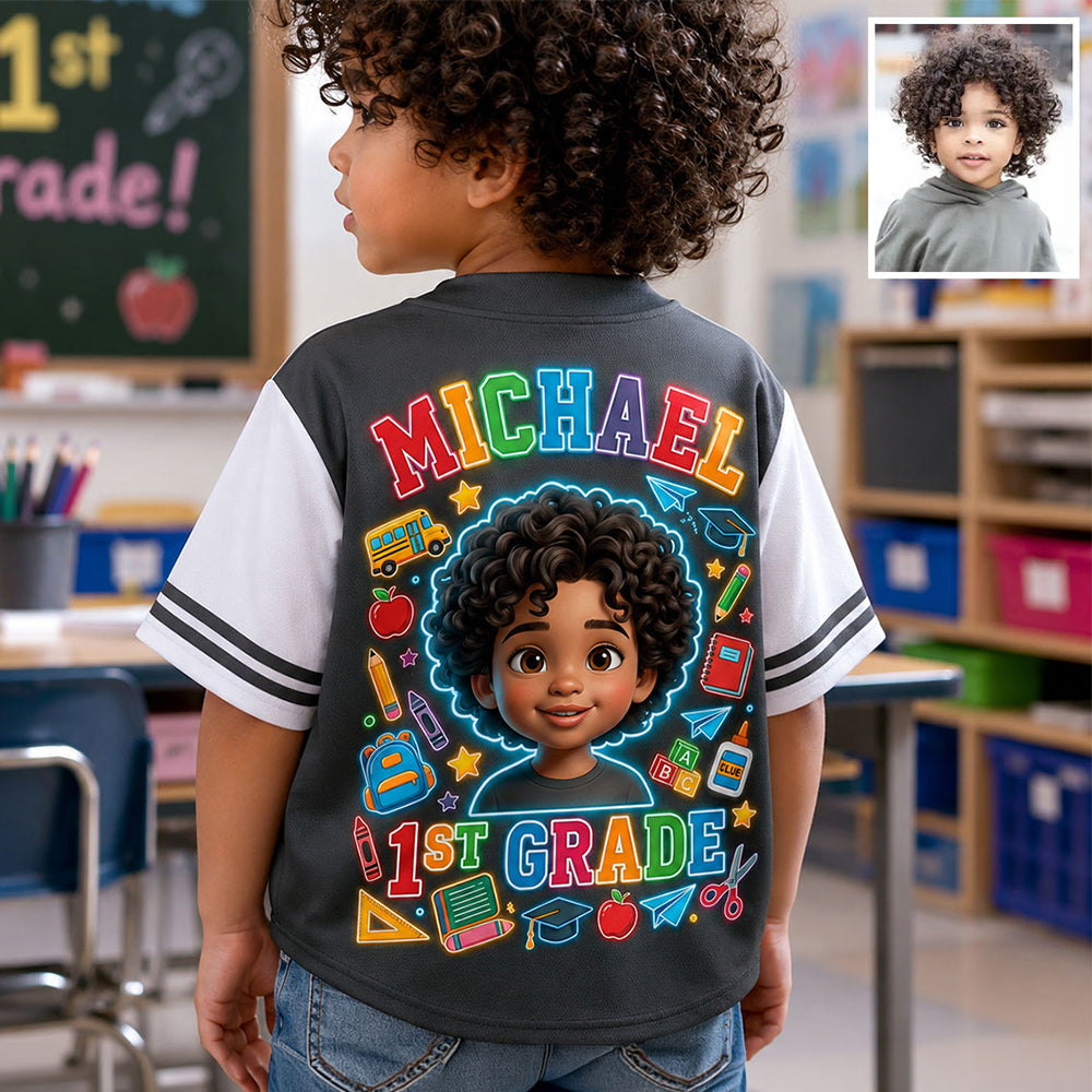 Back To School Gift, Neon Style Jersey - Personalized Kid Baseball Jersey