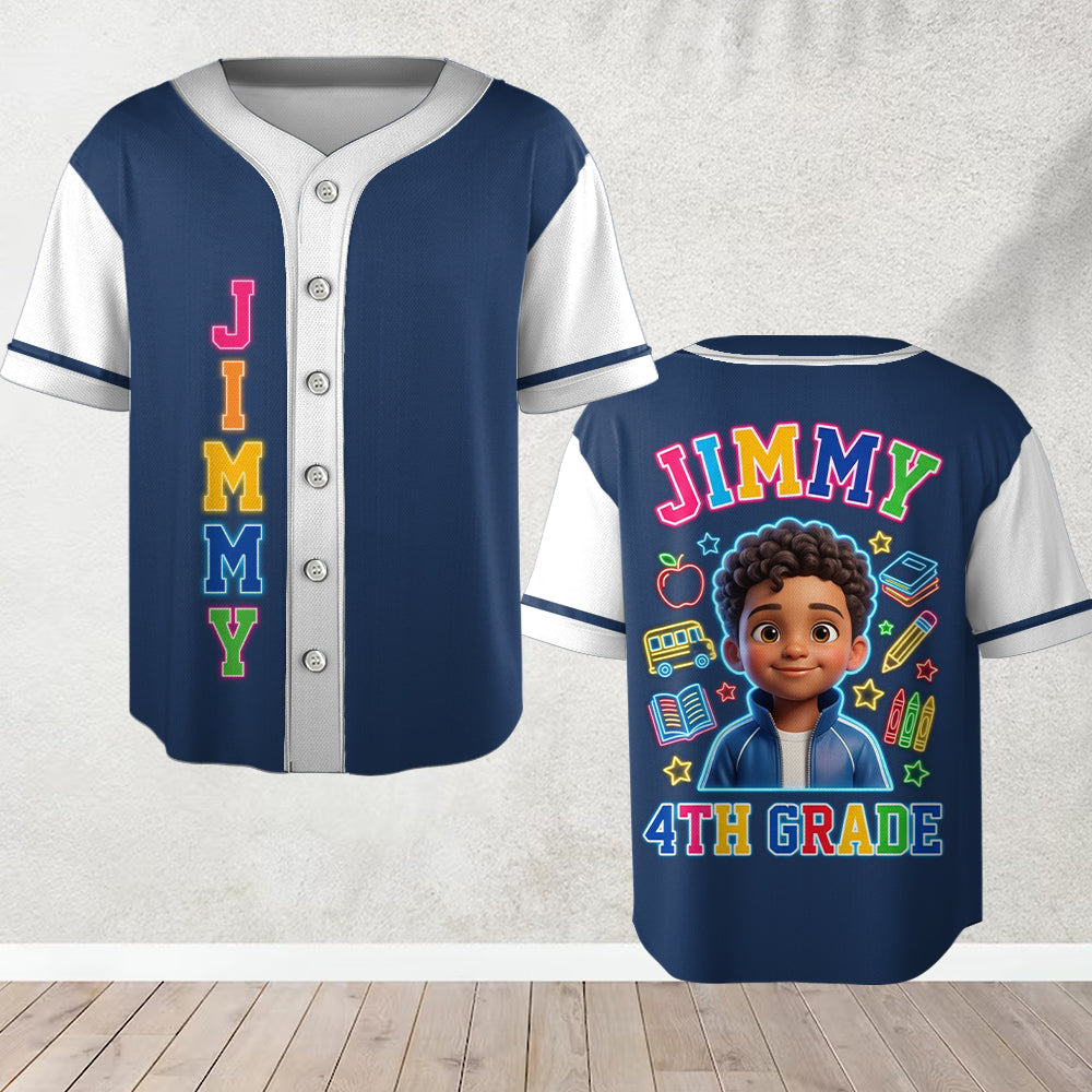 Back To School Gift, Neon Style Jersey - Personalized Kid Baseball Jersey