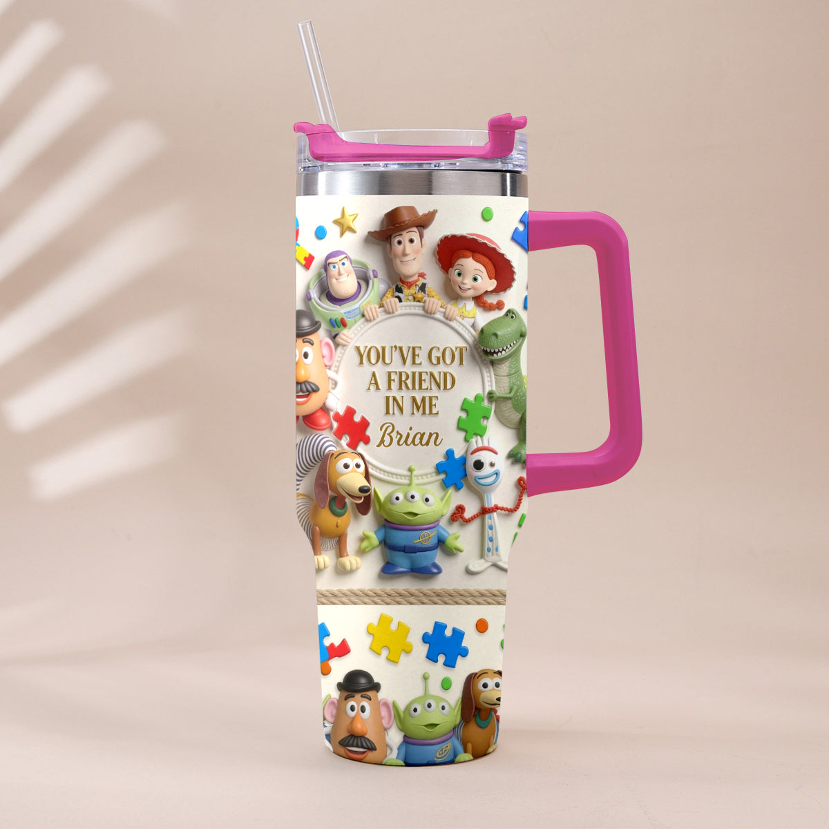 You've Got A Friend In Me - Personalized Autism Awareness Tumbler With Plush Charm