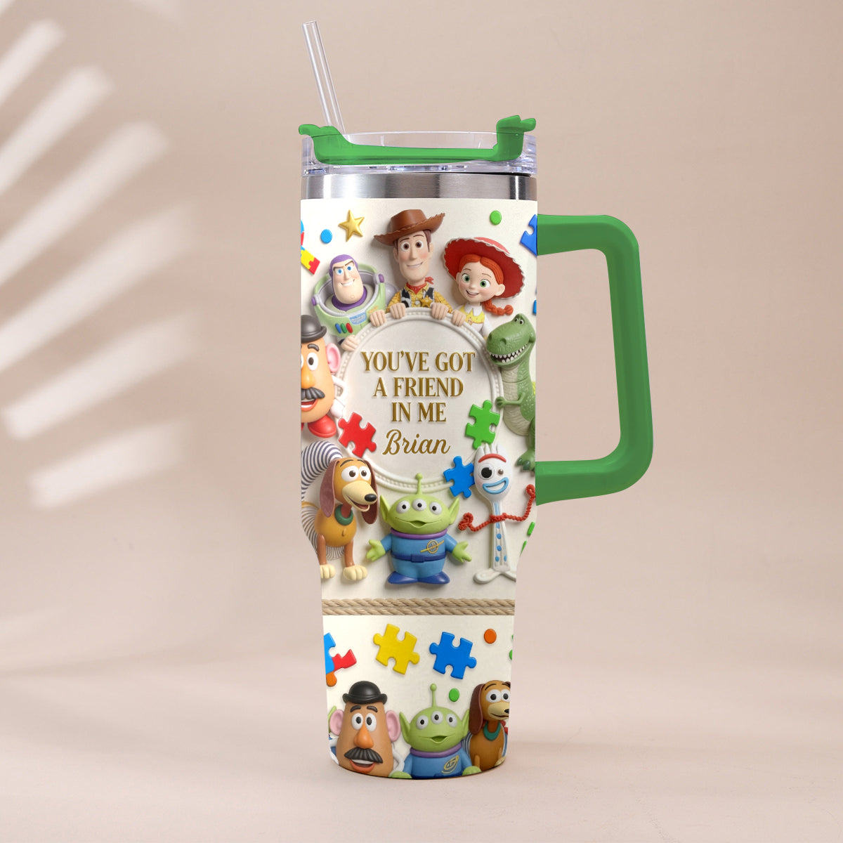 You've Got A Friend In Me - Personalized Autism Awareness Tumbler With Plush Charm