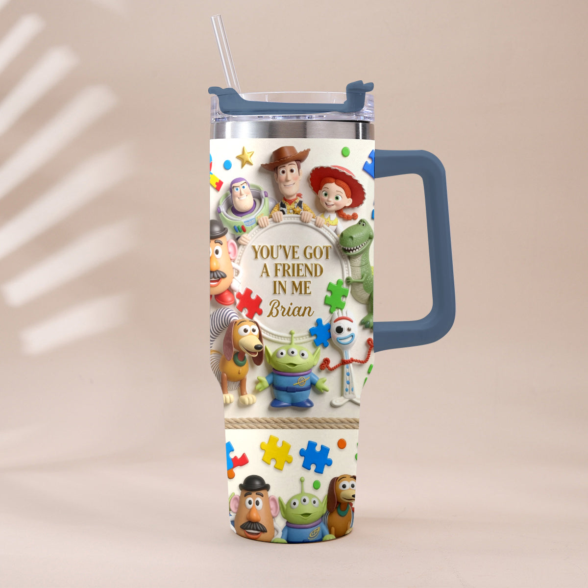 You've Got A Friend In Me - Personalized Autism Awareness Tumbler With Plush Charm