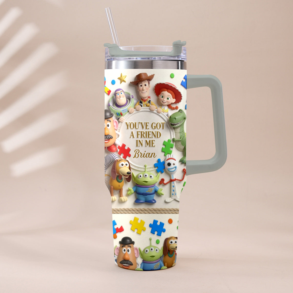 You've Got A Friend In Me - Personalized Autism Awareness Tumbler With Plush Charm