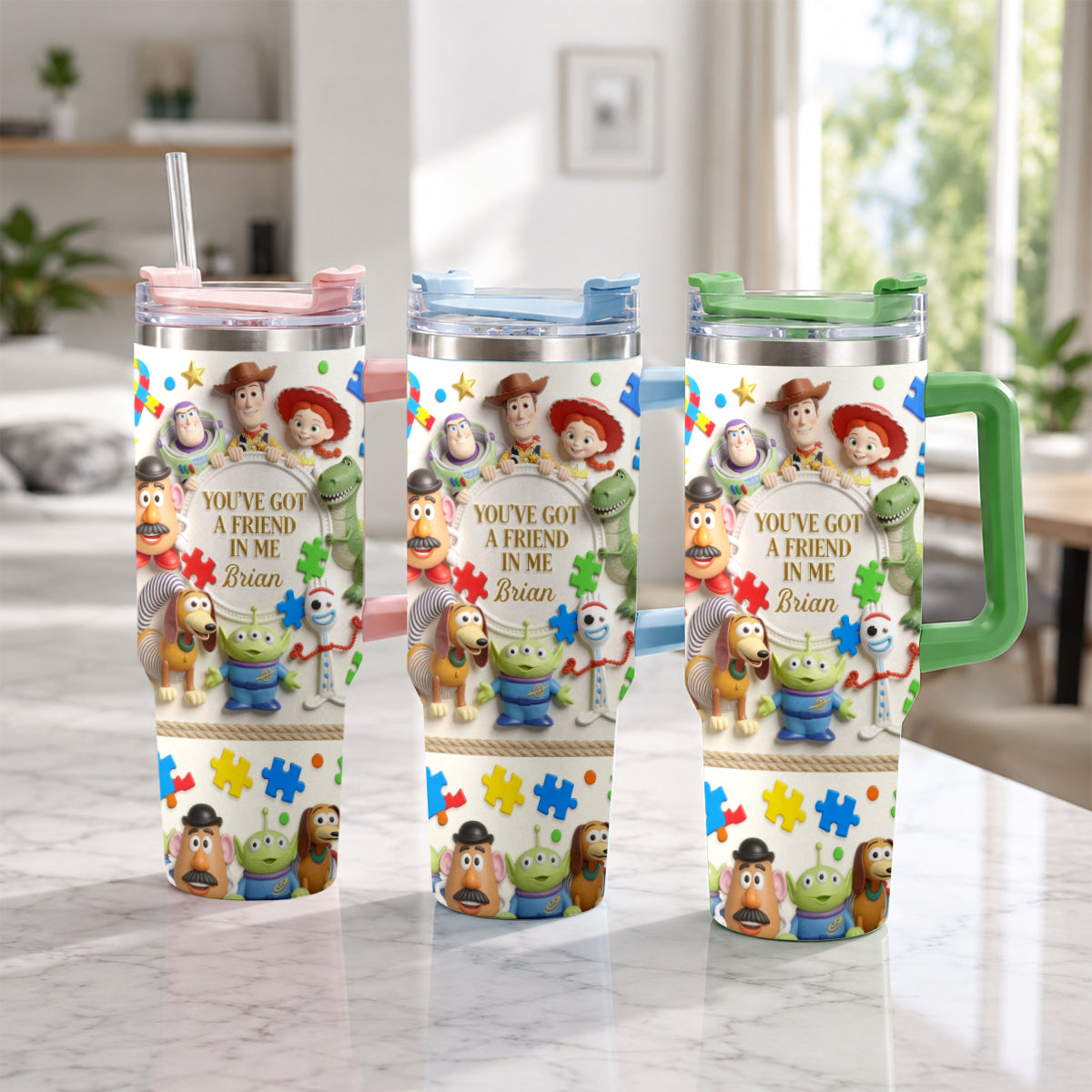 You've Got A Friend In Me - Personalized Autism Awareness Tumbler With Plush Charm