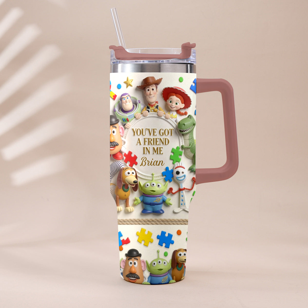 You've Got A Friend In Me - Personalized Autism Awareness Tumbler With Plush Charm