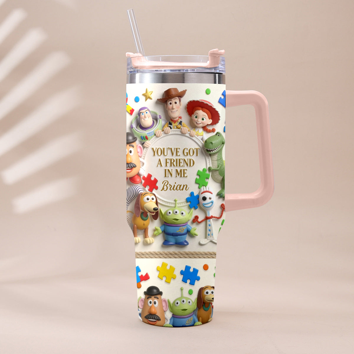You've Got A Friend In Me - Personalized Autism Awareness Tumbler With Plush Charm