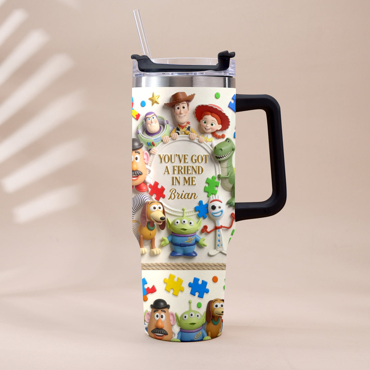 You've Got A Friend In Me - Personalized Autism Awareness Tumbler With Plush Charm