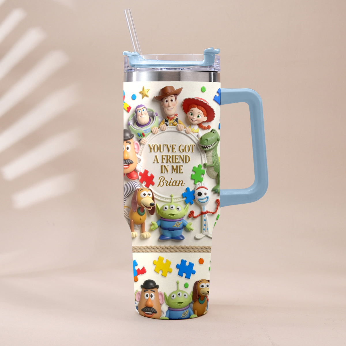 You've Got A Friend In Me - Personalized Autism Awareness Tumbler With Plush Charm