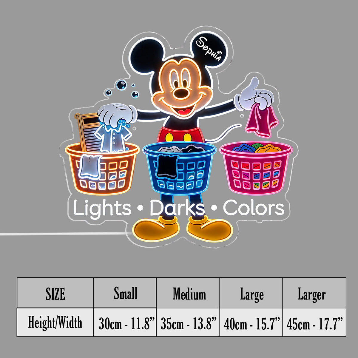 Laundry Decor - Sorting Clothes - Personalized Mouse Neon LED Light Sign